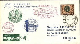 1963-Aeralpi I^volo Asiago-Venezia Del 16 Dicembre - 1961-70: Marcophilie