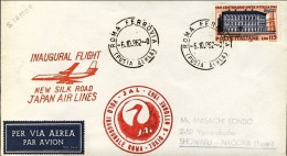 1962-I^volo Roma Tokyo JAL New Silk Road Affrancato L.115 Unita' D'Italia Isolat - 1961-70: Marcophilia