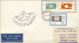 1965-Romania Tarom I^volo Diretto Bucarest-Roma Del 9 Luglio - Brieven En Documenten