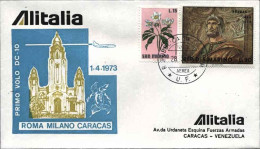 1973-San Marino Aerogramma I^volo DC 10 Alitalia Roma Milano Caracas Del 1 April - Airmail