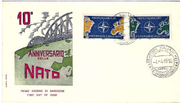 1959-s.2v."Anniversario Della Nato"su Fdc Illustrata - FDC