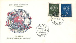 1959-s.2v."Europa"su Fdc Illustrata - FDC
