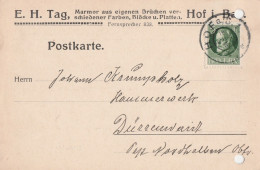 Bayern Firmenkarte Mit Tagesstempel Hof 1916 E. H. Tag Marmor Aus Eigenen Brüchen - Briefe U. Dokumente