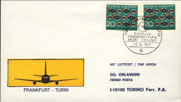 1971-Germania I^volo Lufthansa LH 287 Francoforte Torino Del 1 Aprile - Briefe U. Dokumente