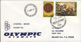 1971-Grecia I^volo Olympic Airways Atene Milano Del 1 Aprile - Cartas & Documentos