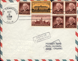1957-U.S.A. Volo Polare TWA Tratta San Francisco Parigi Del 3 Ottobre - Poststempel
