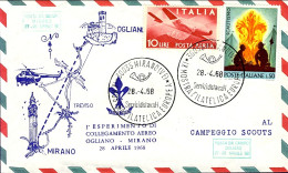 1968-I Esperimento Di Collegamento Aereo Ogliano Mirano Del 27 Aprile Bollo Verd - 1961-70: Poststempel