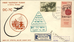 1958-Israele I^volo Alitalia Tel Aviv Roma Del 2 Novembre Raccomandata Illustrat - Luftpost
