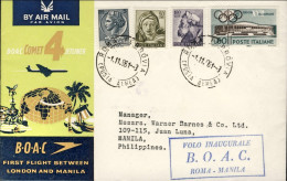 1961-I^volo BOAC Roma Manila Del 1 Novembre Catalogo Pellegrini N.1481 - 1961-70: Marcophilie