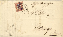 1879-piego Comunale Affrancato Servizio 2c. Su 5,00 Cat.Sassone Euro 40 - Poststempel