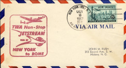 1957-U.S.A. TWA Non Stop Jetstream New York Roma Del 2 Ottobre - Other & Unclassified