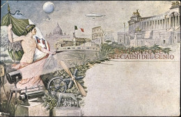 1914-cartolina Illustrata (mongolfiera Dirigibile Riflettore)battaglione Special - Patriotic