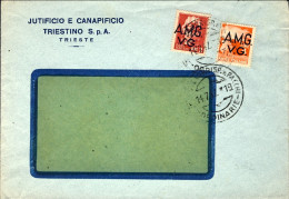 1947-A.M.G.-V.G. Busta Affrancata L.2 Imperiale Senza Fasci+L.4 Democratica Annu - Poststempel