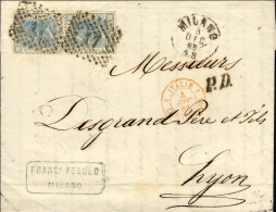 1868-piego Diretto In Francia Affr. Coppia 20c. Tiratura Di Londra+bollo P.D. - Poststempel