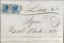 1871-piego Diretto In Francia Affrancato Coppia 20c. Tiratura Di Torino+bollo P. - Poststempel