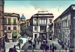 1956-cartolina Foto Chieti Corso Marrucino E Piazza Teatro Comunale Affrancata L - Chieti