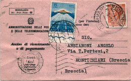 1963-avviso Di Ricevimento Affrancato L.10 Siracusana+L.15 Giochi Del Mediterran - 1961-70: Poststempel