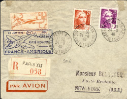 1946-France Francia Cachet 1ere Liason Francaise Paris New York FRANCE/AMERIQUE  - Erinnophilie
