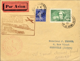 1937-France Francia Cachet I Transport Aerien De Courrier Postal Sans Surtaxe Da - Lettres & Documents