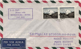 1967-Svezia I^volo Stoccolma-Roma AZ-393 Del 1 Aprile - Briefe U. Dokumente