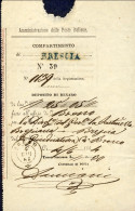 1864-ricevuta Deposito Di Danaro Con Annullo Doppio Cerchio Con Losanga Di Breno - Poststempel