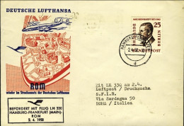 1958-Germania Berlino I^volo Lufthansa Amburgo Roma Del 2 Aprile Posta Da Berlin - Storia Postale