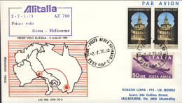 1970-I^volo Alitalia Roma-Melbourne Del 2 Luglio - 1961-70: Marcophilia