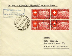 1940-Svizzera I^volo Postale Swissair Locarno Roma Del 18 Marzo - Primi Voli