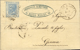 1869-piego Con Testo Affrancato 20c.Vittorio Emanuele II Annullo A Punti Di Dian - Marcophilie