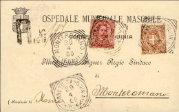 1900-annullo Tondo Riquadrato Di Partenza Corneto Tarquinia E D'arrivo Monteroma - Marcophilie