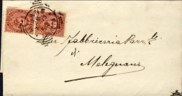 1893-piego Affrancato Coppia 10c. Umberto I Annullo Tondo Riquadrato Di Milano F - Storia Postale