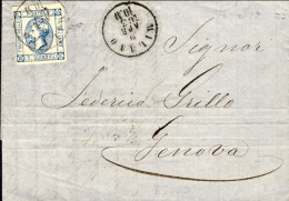 1863-15c. Litografico I Tipo Su Piego Con Testo Diretto A Genova, Annullo Milano - Storia Postale