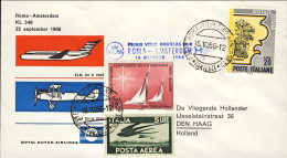 1966-bollo I^volo Douglas Roma-Amsterdam Del 16 Ottobre Della KLM - 1961-70: Poststempel
