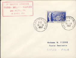 1957-France Francia Cat. Pellegrini N.715 Euro 90, I^volo Alitalia Parigi Napoli - 1921-1960: Période Moderne