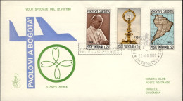 Vaticano-1968  Volo Papale A Bogota' Del 22 Agosto Su Fdc Venetia - FDC