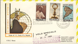 Vaticano-1968  Volo Papale A Bogota' Del 22 Agosto Su Fdc Illustrata - FDC