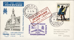 1974-San Marino Aerogramma Fiera Autunnale Di Lipsia Volo Milano-Lipsia (Leipzig - Airmail