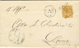 1877-piego Affr. 20c.arancio (difettoso)annullo Azzurro Verdastro A Punti E C2 S - Storia Postale