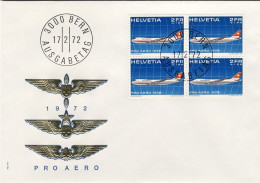 1972-Svizzera Quartina Del Pro Aereo Fr.2+1 Su Fdc Illustrata - FDC