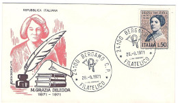 1971-Grazia Deledda Su Fdc Illustrata - FDC