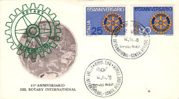 1970-65 Anniversario Rotary Su Fdc Illustrata - FDC