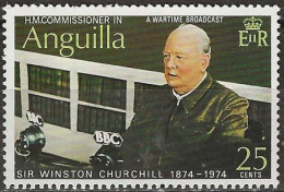 ANGUILLA 1974 Birth Centenary Of Sir Winston Churchill - 25c. - Wartime Broadcast MNH - Anguilla (1968-...)