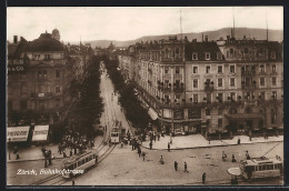 AK Zürich, Bahnhofstrasse Mit Hotel National Und Strassenbahn  - Tram