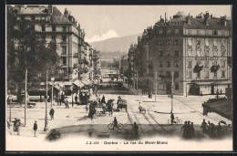 AK Geneve, La Rue Du Mont-Blanc, Strassenbahn  - Tramways