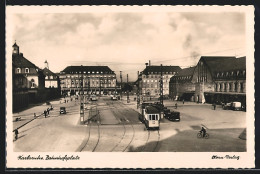 AK Karlsruhe, Hauptbahnhof Und Strassenbahn-Haltestelle  - Karlsruhe