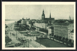 AK Riga, Der Dunakai, Strassenbahnen  - Tram