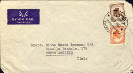 1954-Libia Busta Via Aerea Diretta In Italia Affrancata 8m.+25m.Re Idriss - Libya