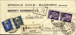 1945-piego Ospedaliero Raccomandato Da Manerbio A Lumezzane Brescia Affrancato 1 - Storia Postale