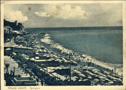 1948-cartolina Finale Ligure Spiaggia Affrancata Posta Aerea L.5 Rondini - Savona
