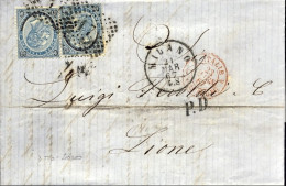 1867-due 20c.su 15c.Ferro Di Cavallo III^tipo Disposti A Tete Beche Su Piego Dir - Storia Postale